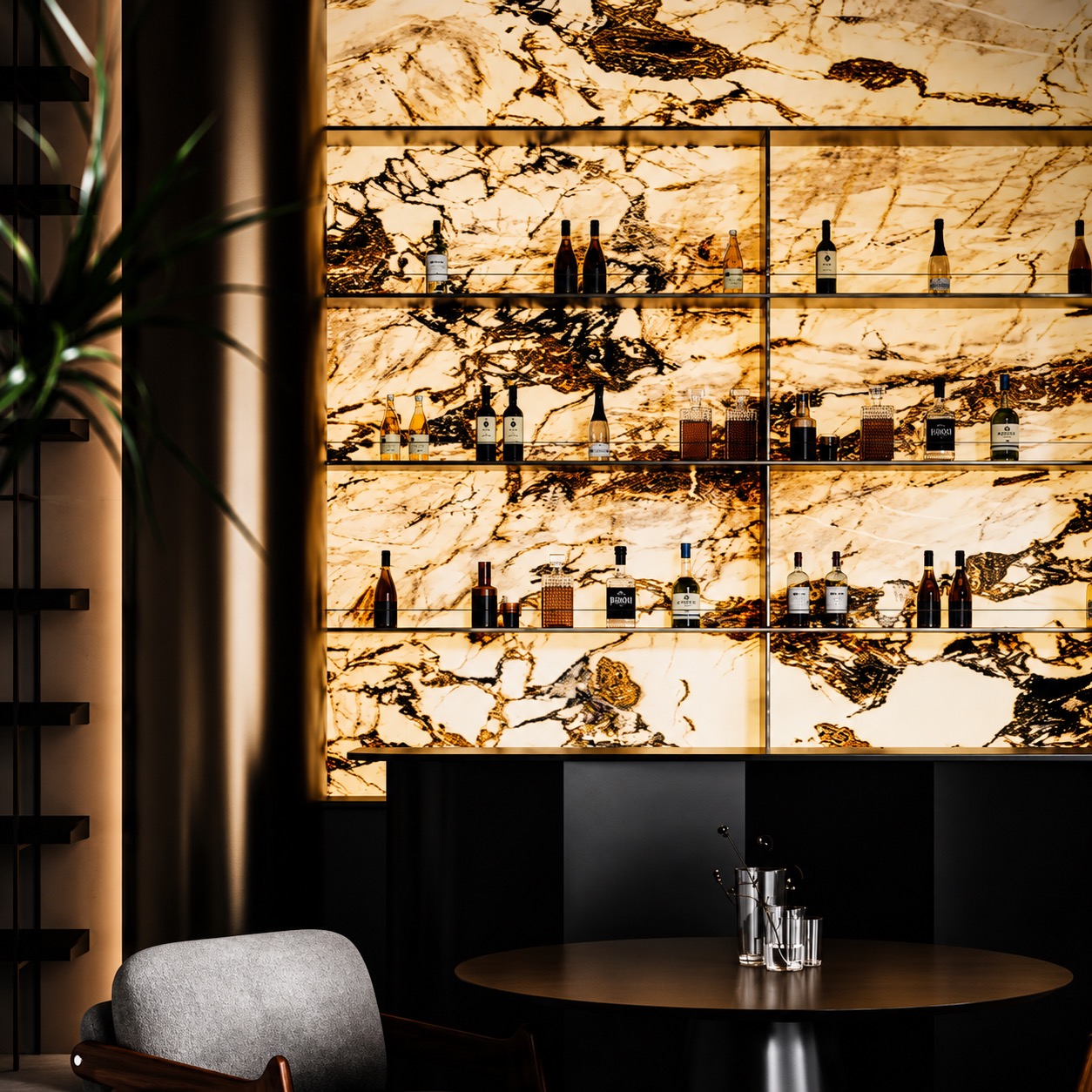 Painel essanilight com pedra onix